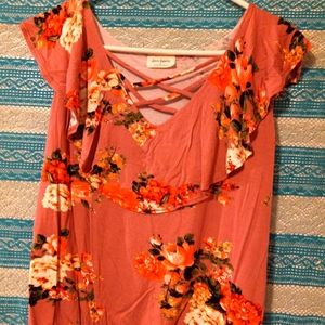 Floral pink large top